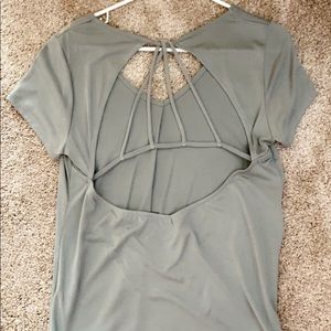 vneck open back shirt